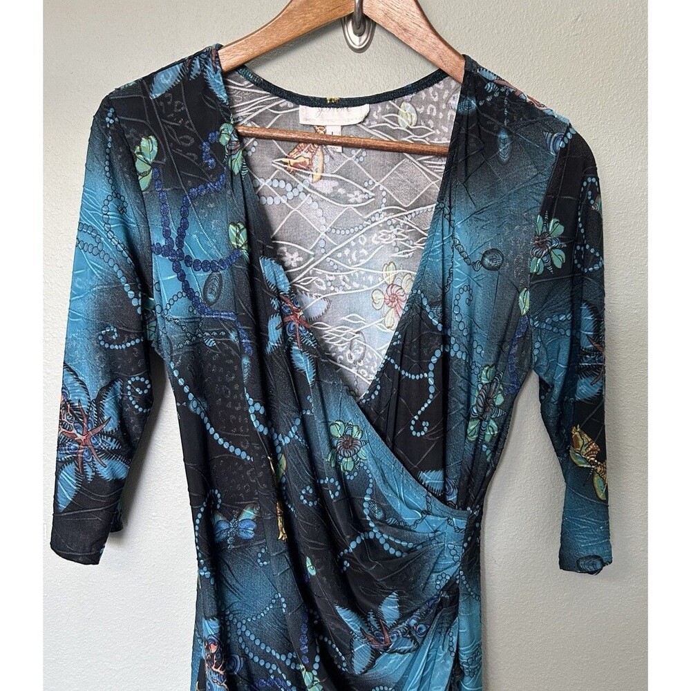 Janine Vintage Dress Large Wrap Flattering Drape Body Skimming Soft Grunge Y2k - Picture 3 of 11